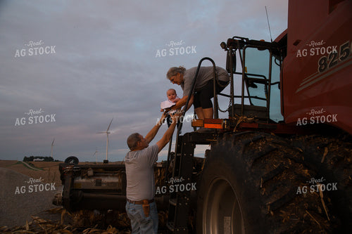 Farm Family on Combine at Harvest 26038