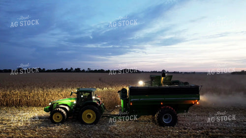 Aerial of Corn Harvest at Night 65572