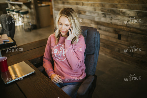 Woman Working at Computer Talking on Phone 5309