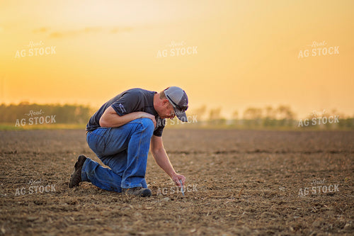 Farmer Checks Seed Depth After Planting 93200