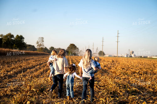 Farm Family Walking in Field 115561