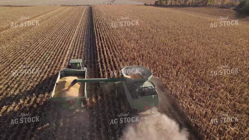 Aerial of Corn Harvest Combine Unloading 114044