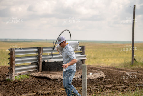 Rancher Giving Mineral to Cattle 212052