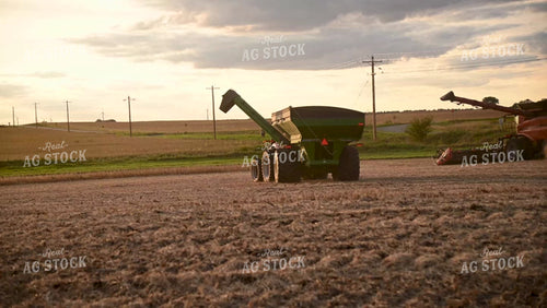 Combine Unloading Soybeans on the go into an Auger Wagon - 507