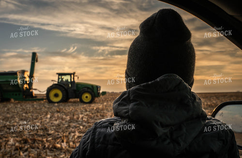 Farm Kid Watching Corn Harvest 185069