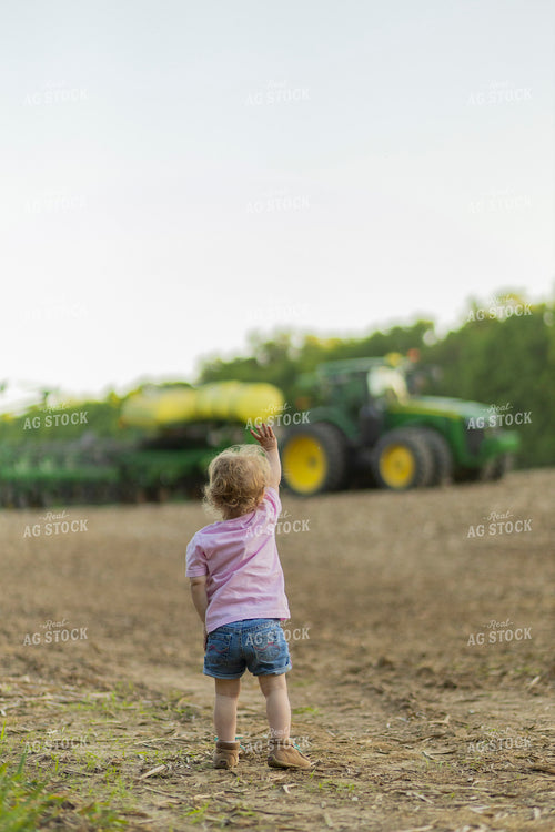 Farm Kid Waving at Planter 93254