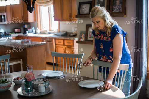Farm Wife Setting Table for Meal 4409