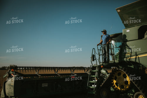 Farmer Exiting Combine 7117