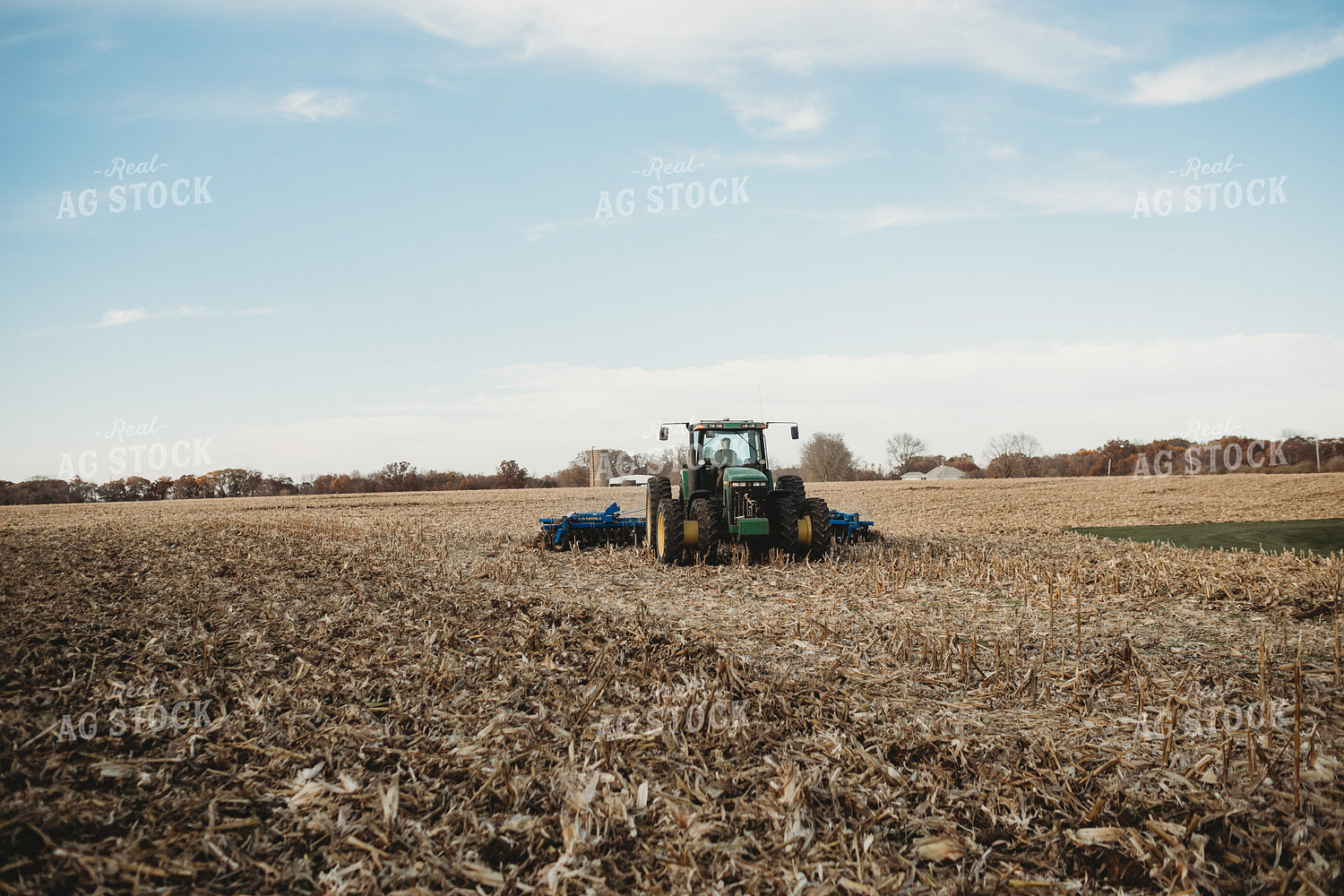 Tractor Disking Corn Field 3630