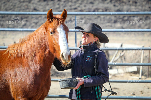 Female Rancher and Horse 78023
