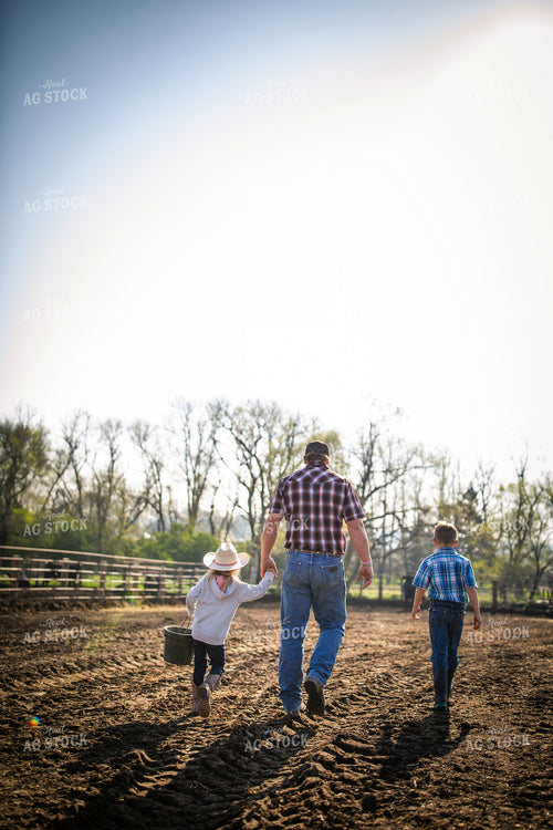 Rancher and Children on Farm 285038