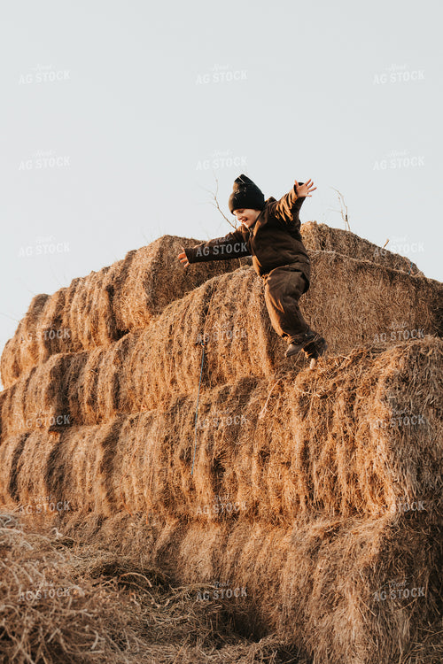 Ranch Kid Playing in Hay 61234