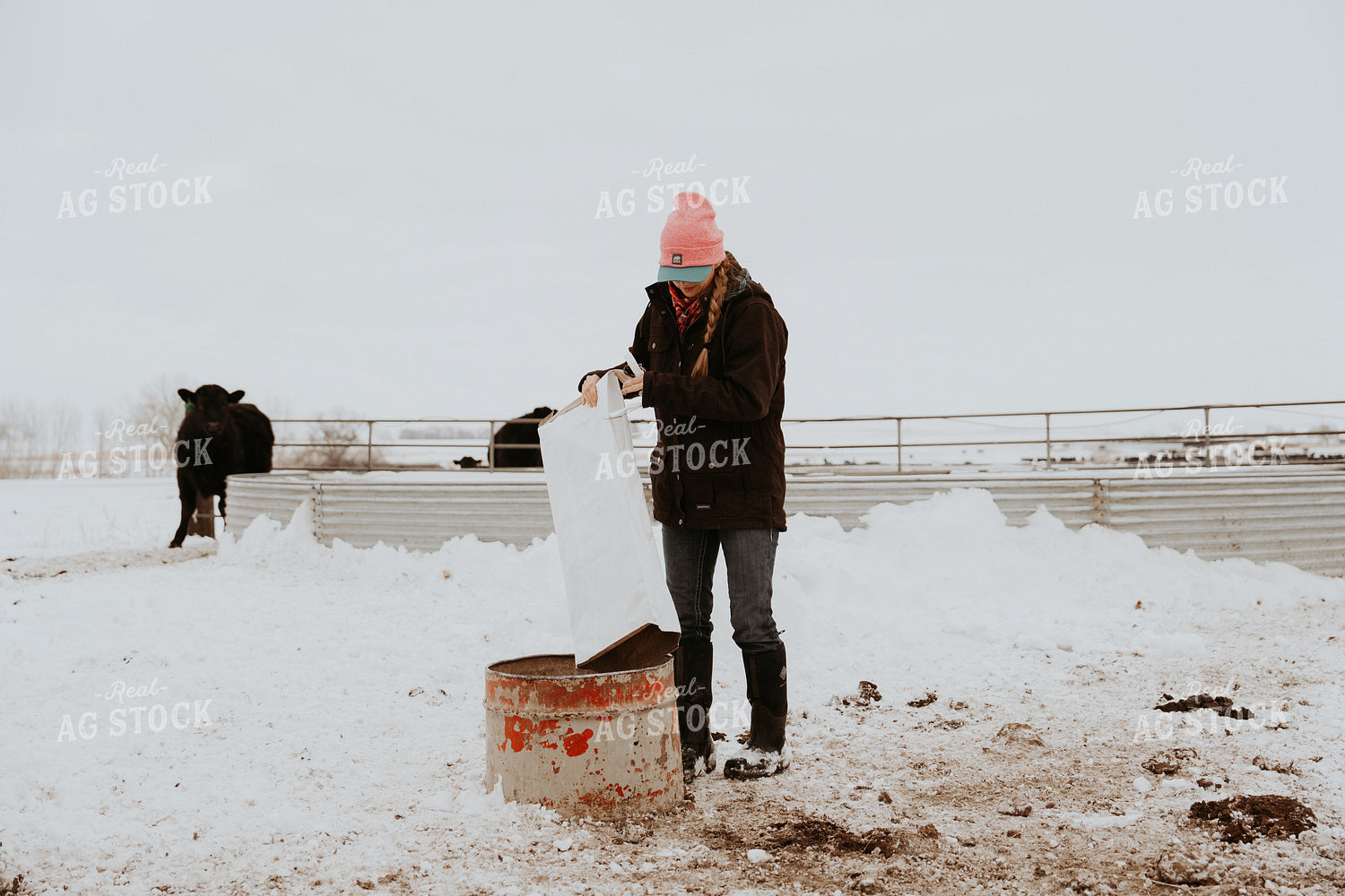 Female Rancher Feeding Supplements 61192