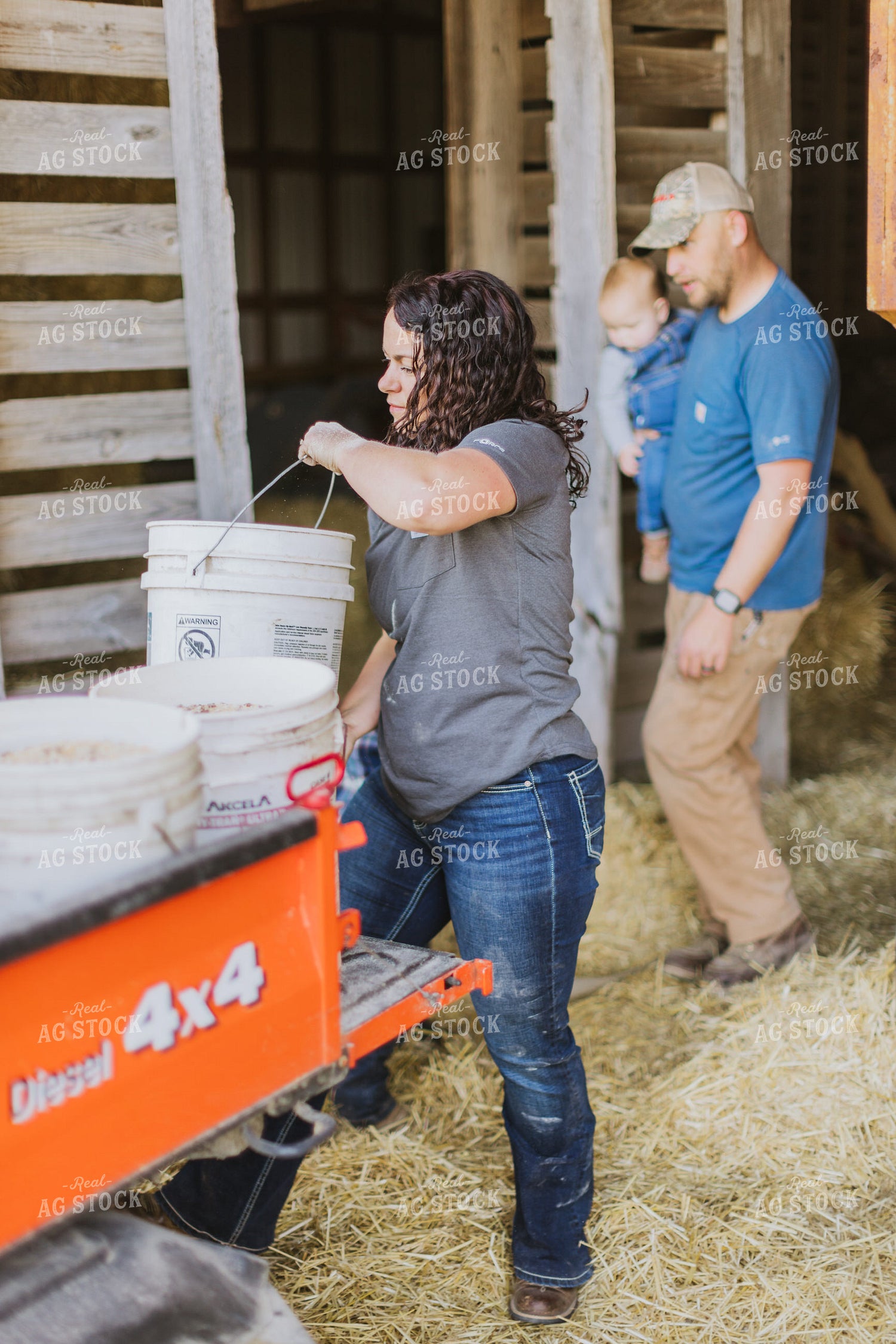 Farm Family Doing Chores 7400