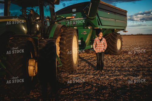 Female Farmer in Grain Cart 3449