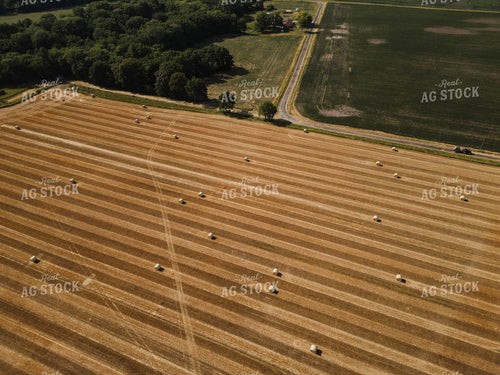 Aerial of Hay Bales in Field 115320