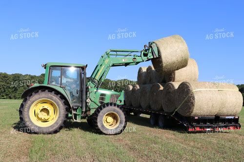 Loading Hay Bales onto Trailer 201015