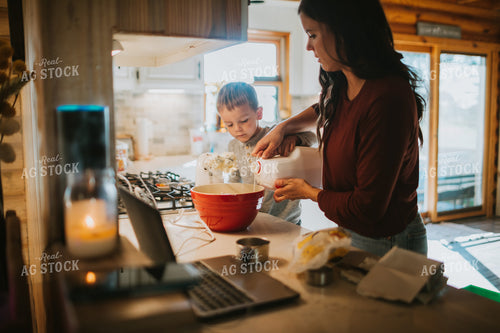 Farm Mom and Farm Kid Cooking in Kitchen 5004