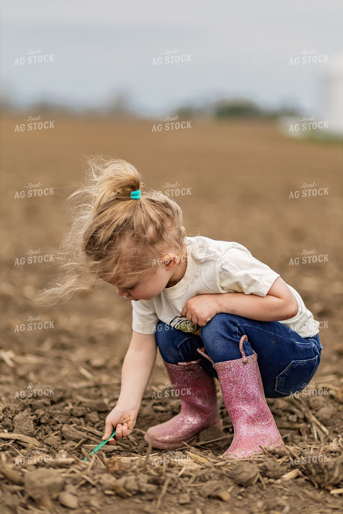 Farm Kid Checking Soybeans 93307