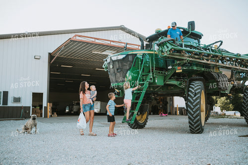 Farm Family Greeting Farmer in Sprayer 6224