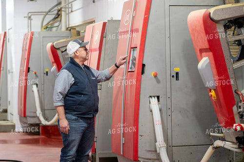 Farmer Adjusting Robotic Milking Unit 271000