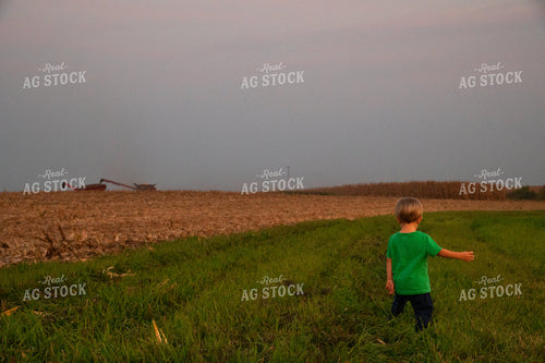 Farm Kid Waiting to Ride in the Combine 25483