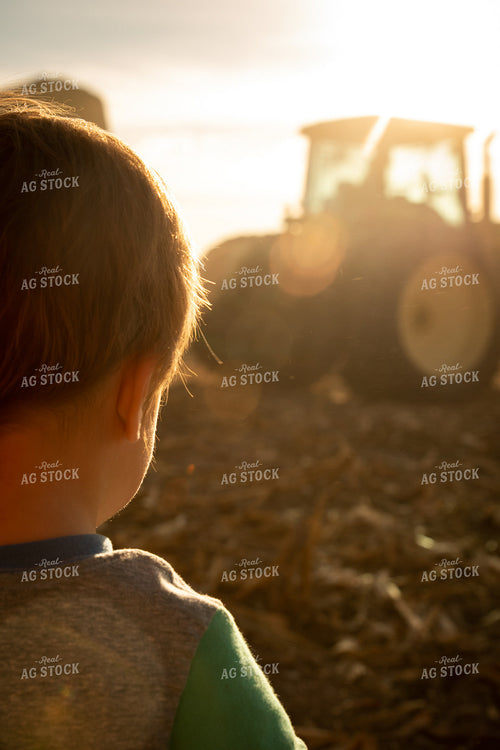 Farm Kids Watch Baling Corn Stalks 223009