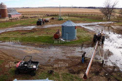 Farmers Setting Up Grain Auger 299282