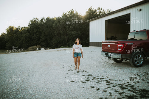 Farm Mom Walking in Farm Yard 6262