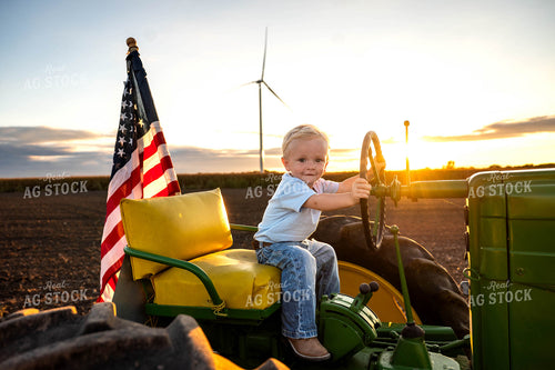 Farm Kid on Vintage Tractor 115917
