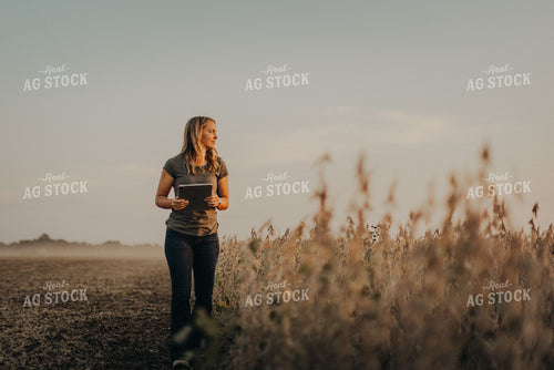 Female Agronomist Checking Soybeans 9265