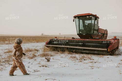 Farm Kid Playing in Snow 61155