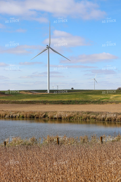 Windmills with Farm Pond and Soybeans 67000