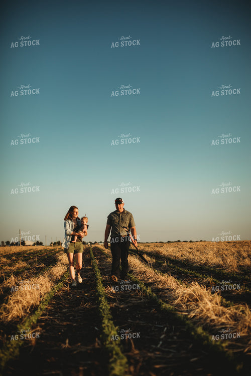Farm Family in Soybean and Rye Cover Crop Field 5899