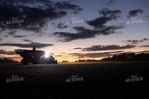 Tractor and Grain Cart at Night 281122