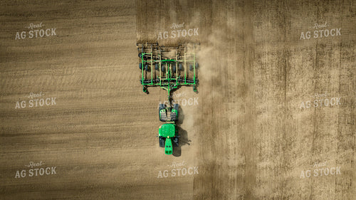 Aerial View of Tractor Pulling a High Speed Disk 56585
