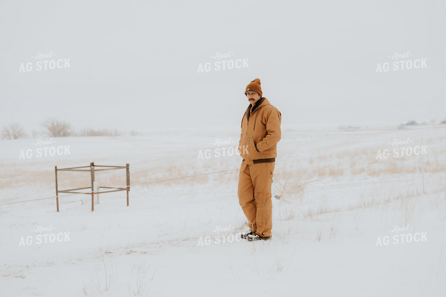 Rancher Standing in Snowy Pasture 61236