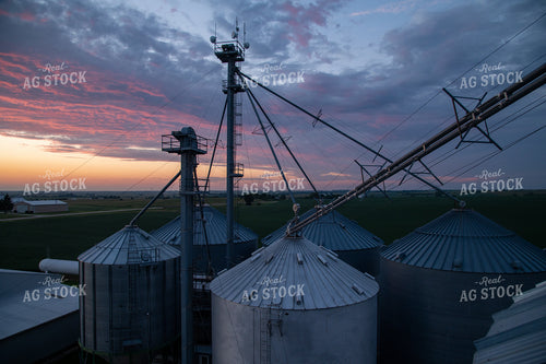 Sunset at a Grain Bin Site 25024
