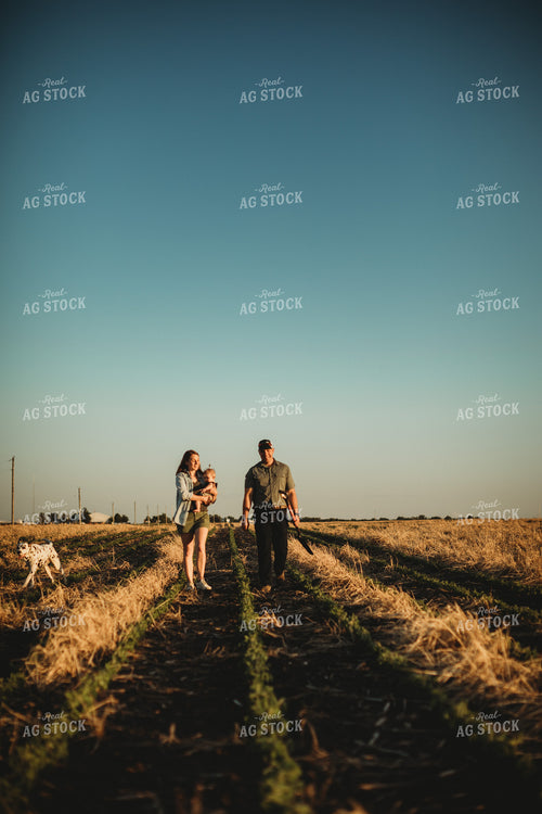 Farm Family in Soybean and Rye Cover Crop Field 5898