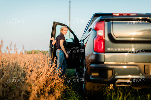 Female Agronomist Getting out of Truck 8338