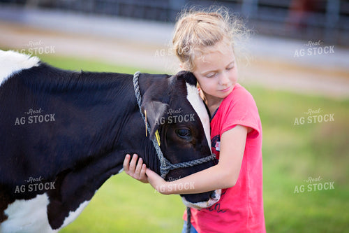 Farm Kid Hugging Holstein Calf 55319