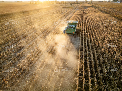 Aerial of Corn Harvest at Sunset 268232