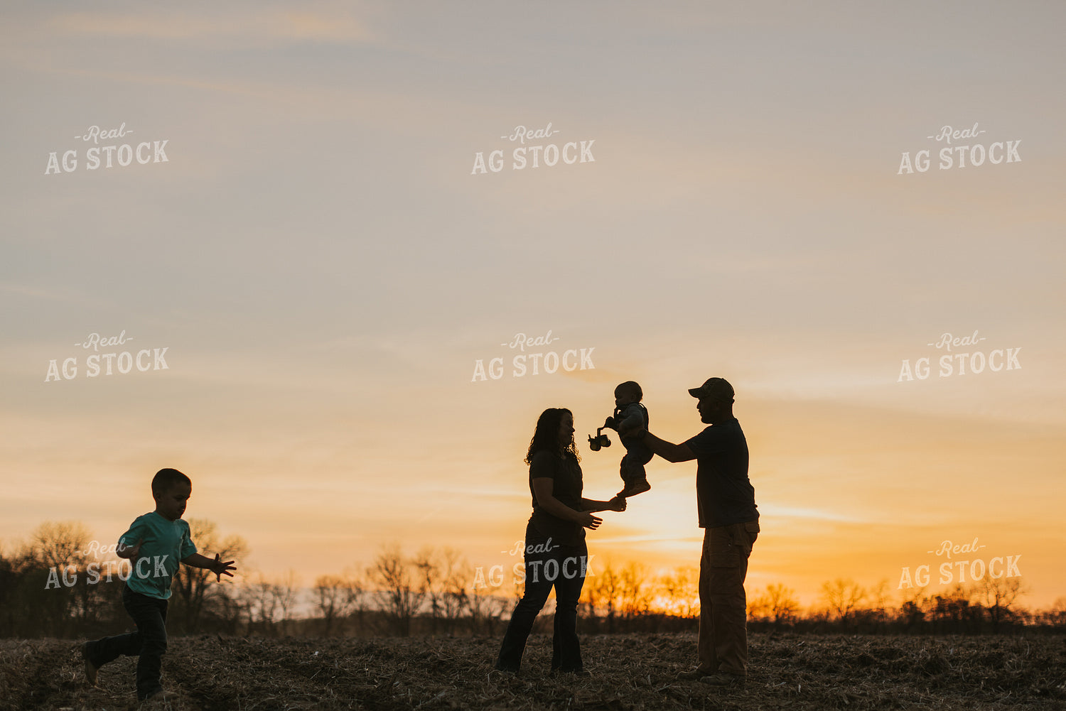Farm Family Playing in Field 7465