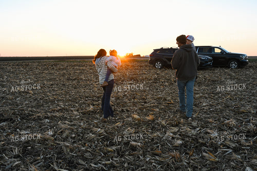 Farm Family Walking in Field 26312