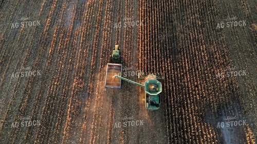 Aerial of Unloading on the Go During Corn Harvest 268276