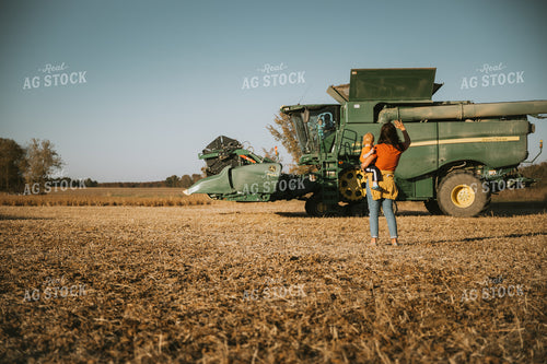 Farm Mom and Kid in Soybean Field 7224