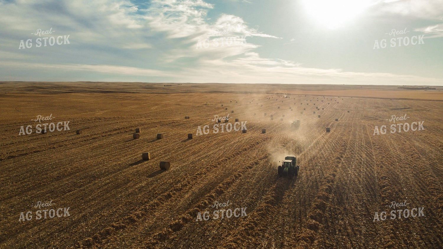 Aerial of Baling Corn Stalks 223007