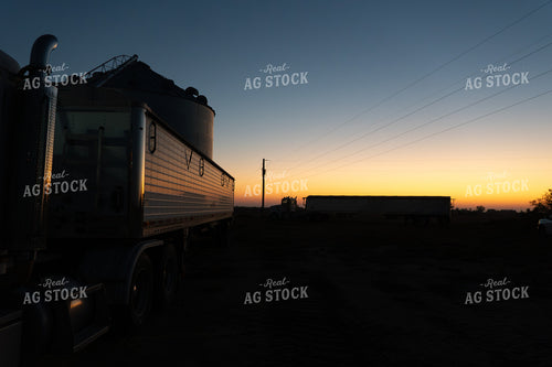 Grain Bin Site with Semi at Sunset 65516