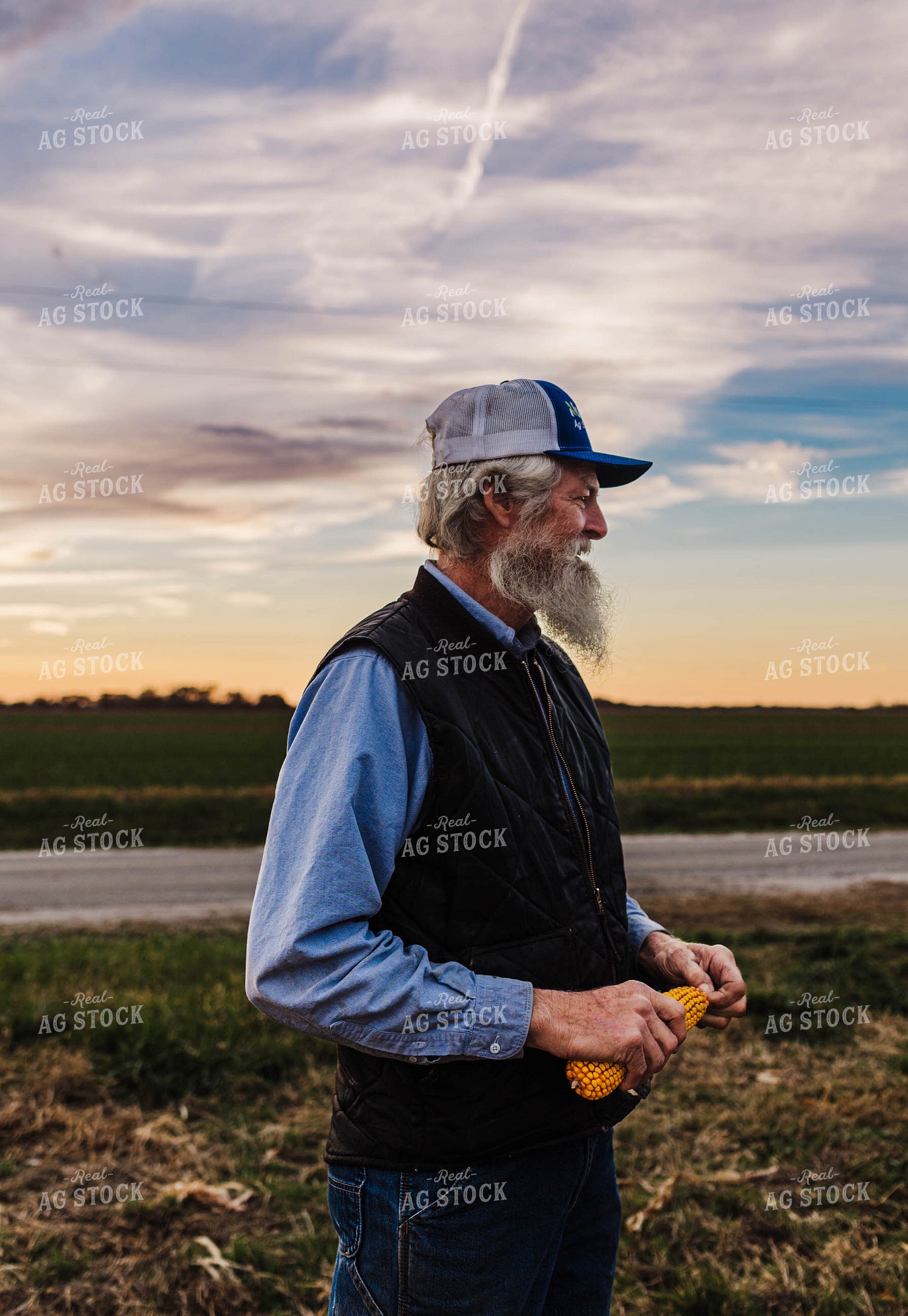 Farmer Holding Ear of Corn 115161