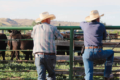 Ranchers Leaning on Fence 63080
